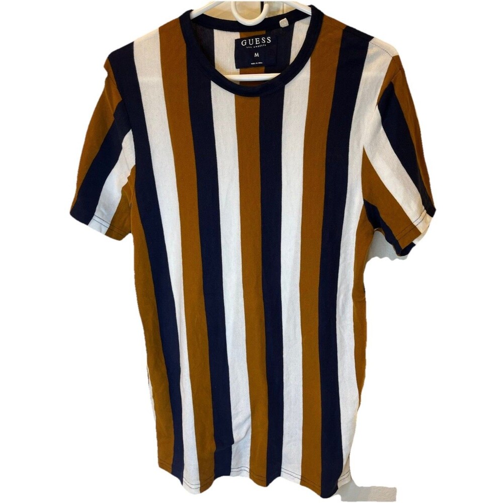 Men's Guess Vintage Striped Short Sleeve Crew Neck Shirt - Size M